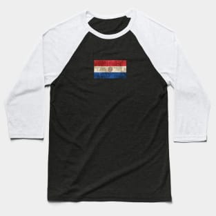 Vintage Aged and Scratched Paraguay Flag Baseball T-Shirt